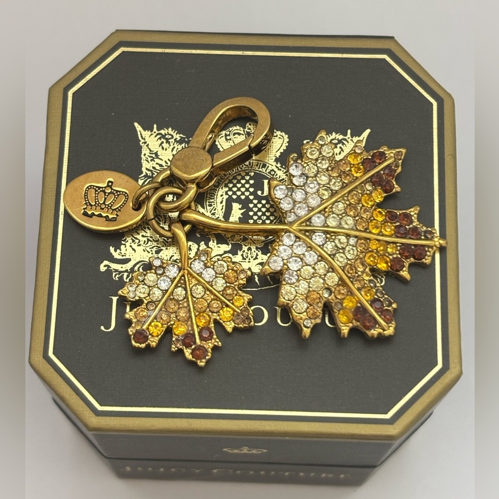 Juicy Couture Gold and Brown Leaf Key Rare retired Y2K charm